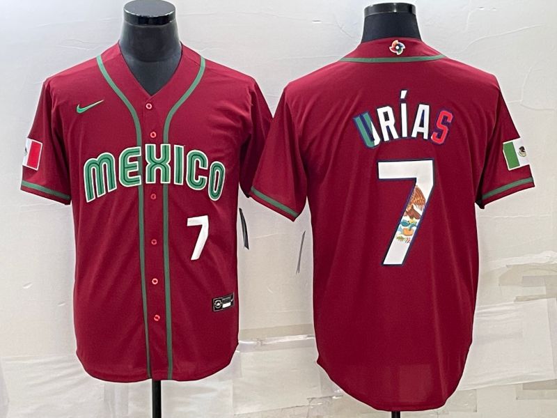 Men 2023 World Cub Mexico #7 Urias Red Nike MLB Jersey11->more jerseys->MLB Jersey